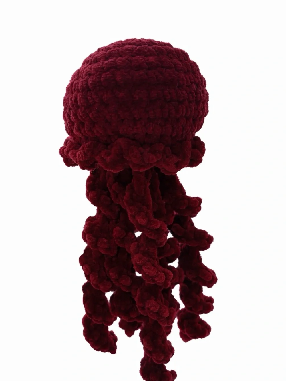 Plush Crochet Jellyfish Toy - Deep Red